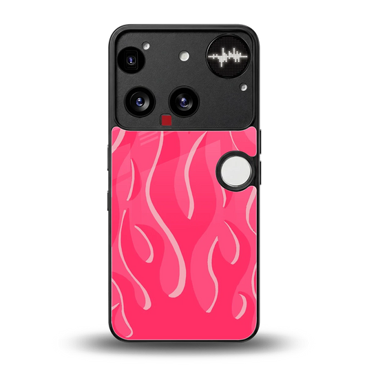 Y2K Retro Hot Pink Flames back phone cover | glass case for nothing phone 3