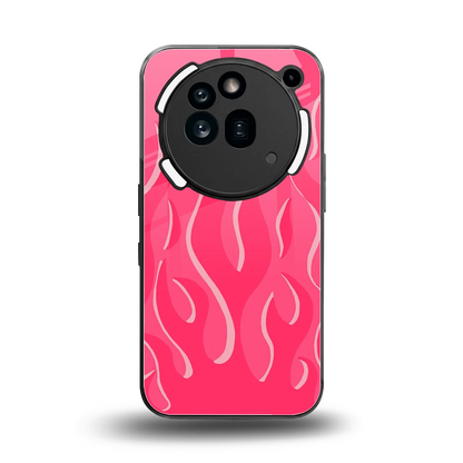 Y2K Retro Hot Pink Flames back phone cover | glass case for nothing phone 3a pro