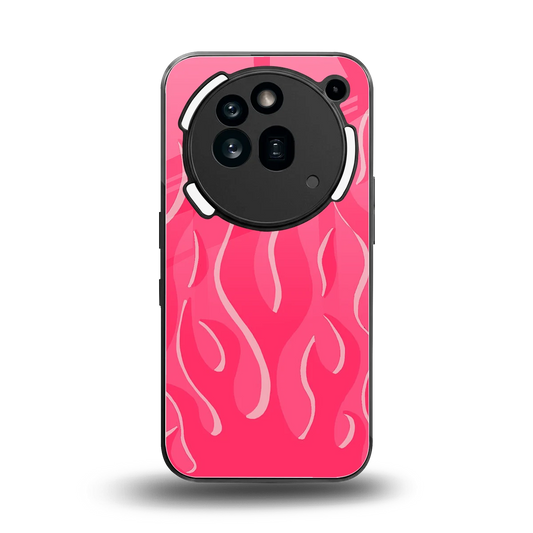 Y2K Retro Hot Pink Flames back phone cover | glass case for nothing phone 3a pro