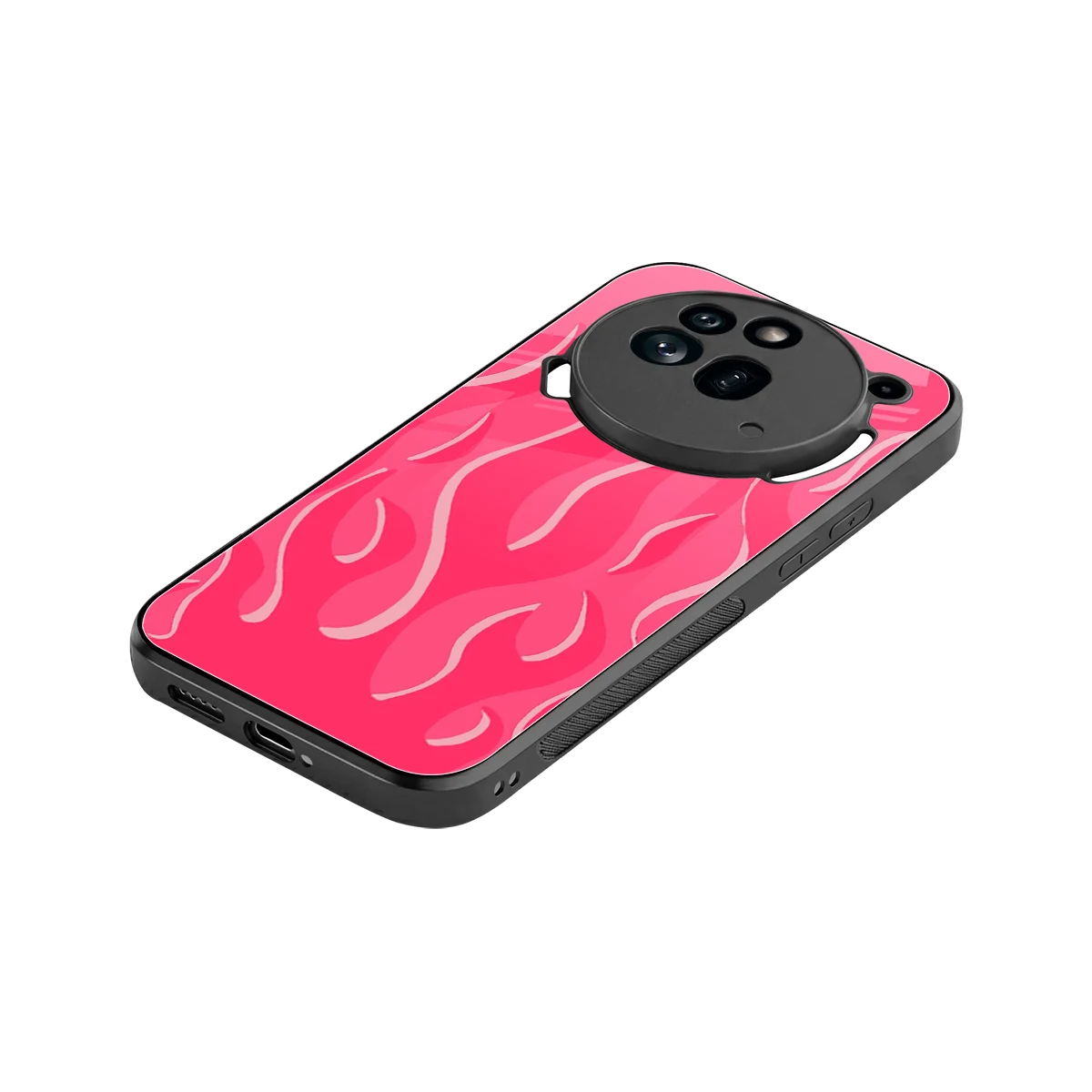 Y2K Retro Hot Pink Flames stylish phone case for nothing phone 3a pro | glossy glass and slim fit