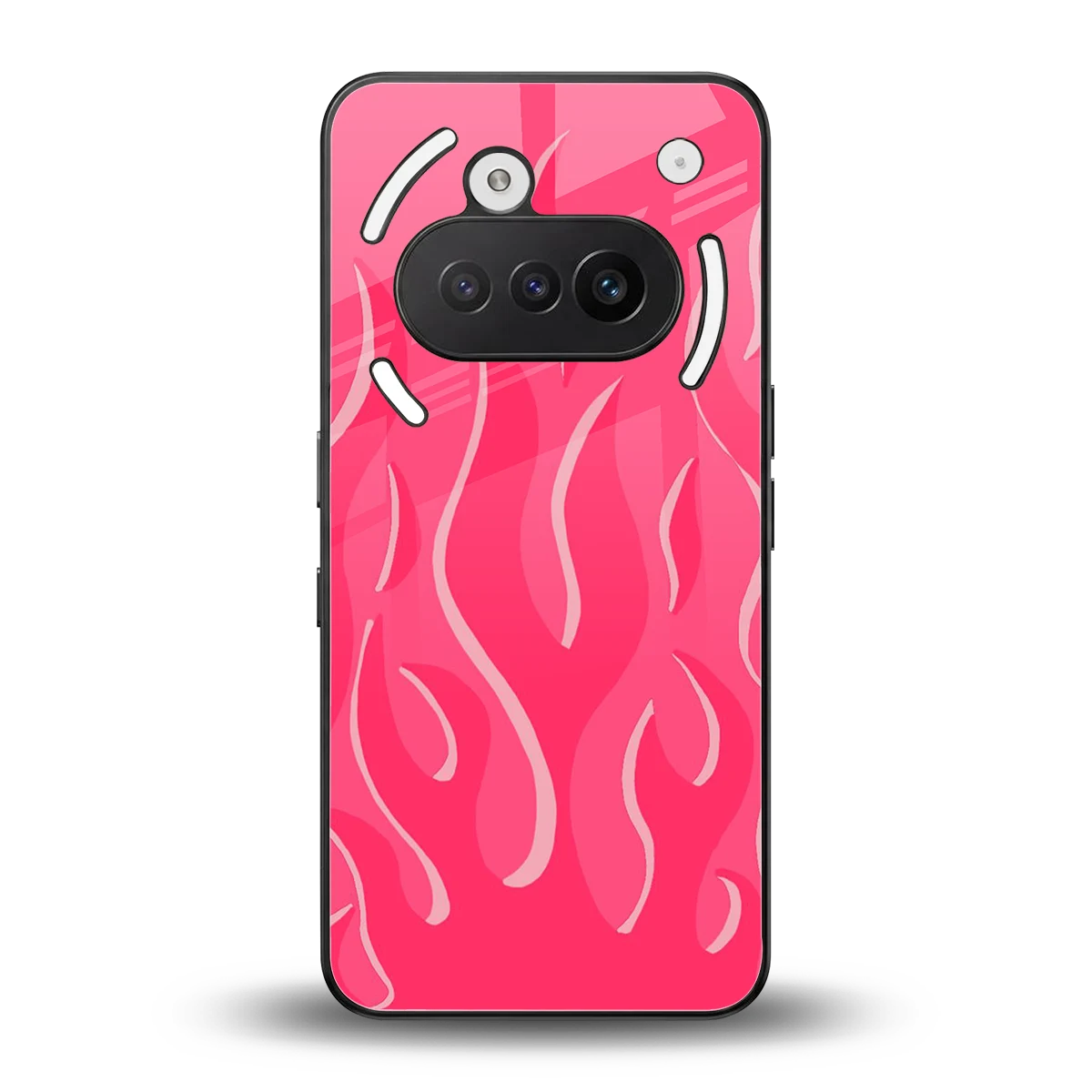 Y2K Retro Hot Pink Flames back phone cover | glass case for nothing phone 3a