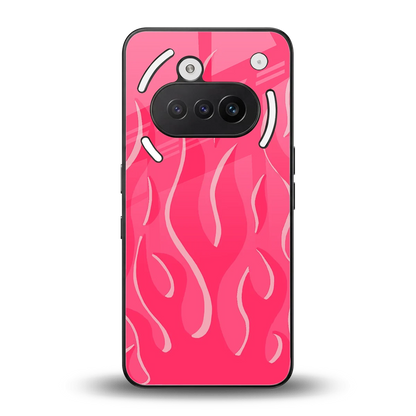 Y2K Retro Hot Pink Flames back phone cover | glass case for nothing phone 3a