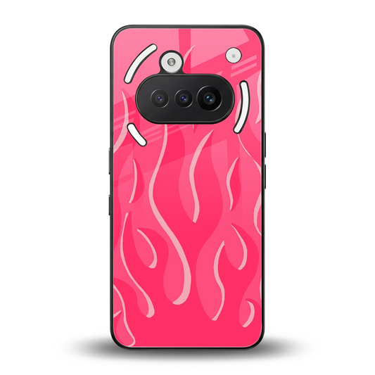 Y2K Retro Hot Pink Flames back phone cover | glass case for nothing phone 3a