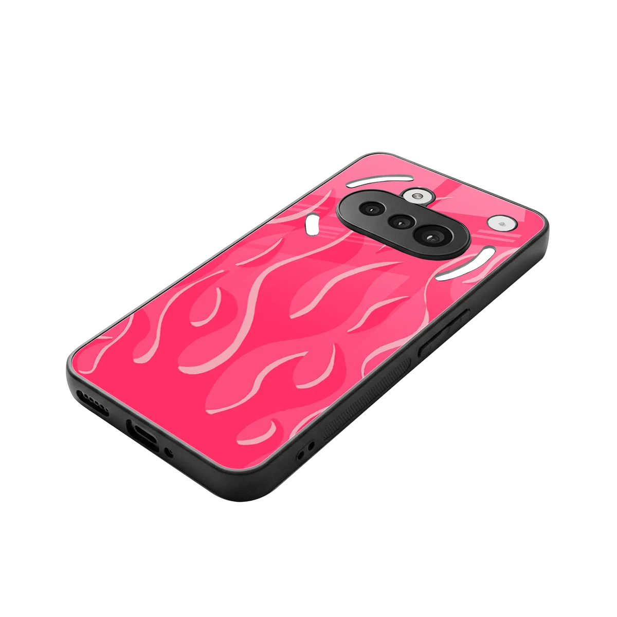 Y2K Retro Hot Pink Flames stylish phone case for nothing phone 3a | glossy glass and slim fit