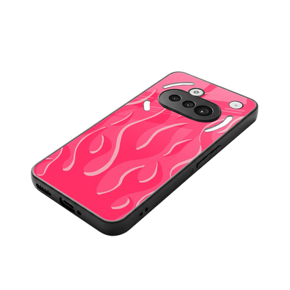 Y2K Retro Hot Pink Flames stylish phone case for nothing phone 3a | glossy glass and slim fit
