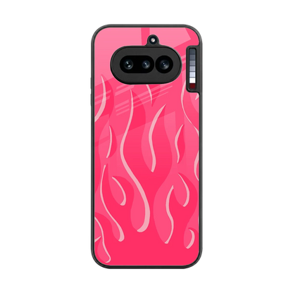 Y2K Retro Hot Pink Flames back phone cover | glass case for nothing phone 4a