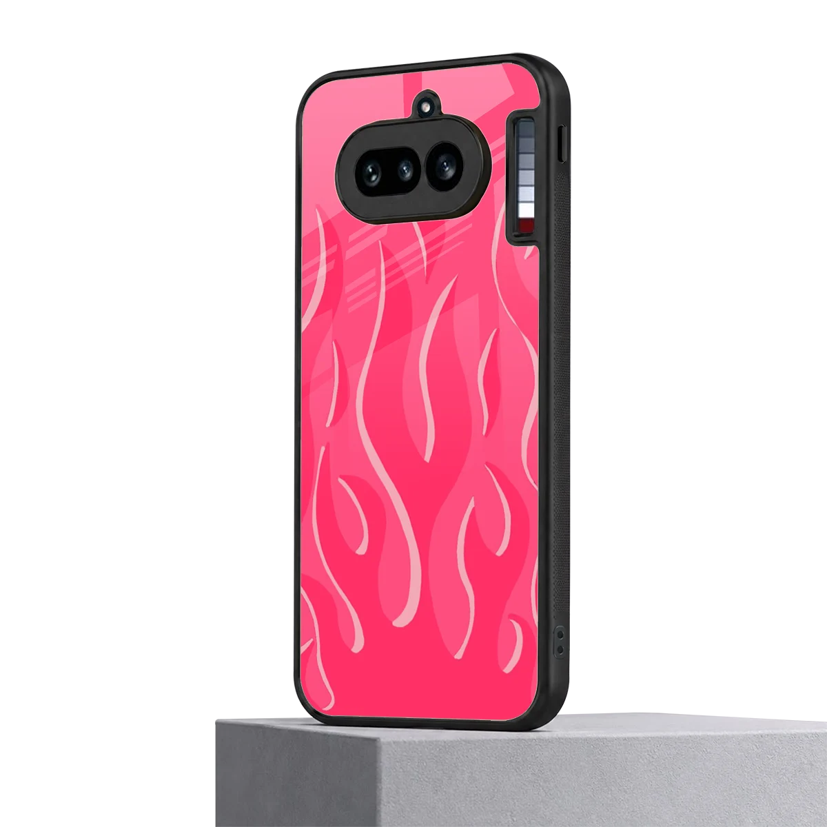 Y2K Retro Hot Pink Flames nothing phone 4a mobile cover | shockproof glass phone case