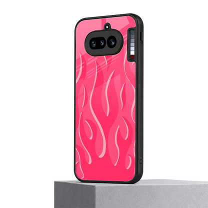 Y2K Retro Hot Pink Flames nothing phone 4a mobile cover | shockproof glass phone case