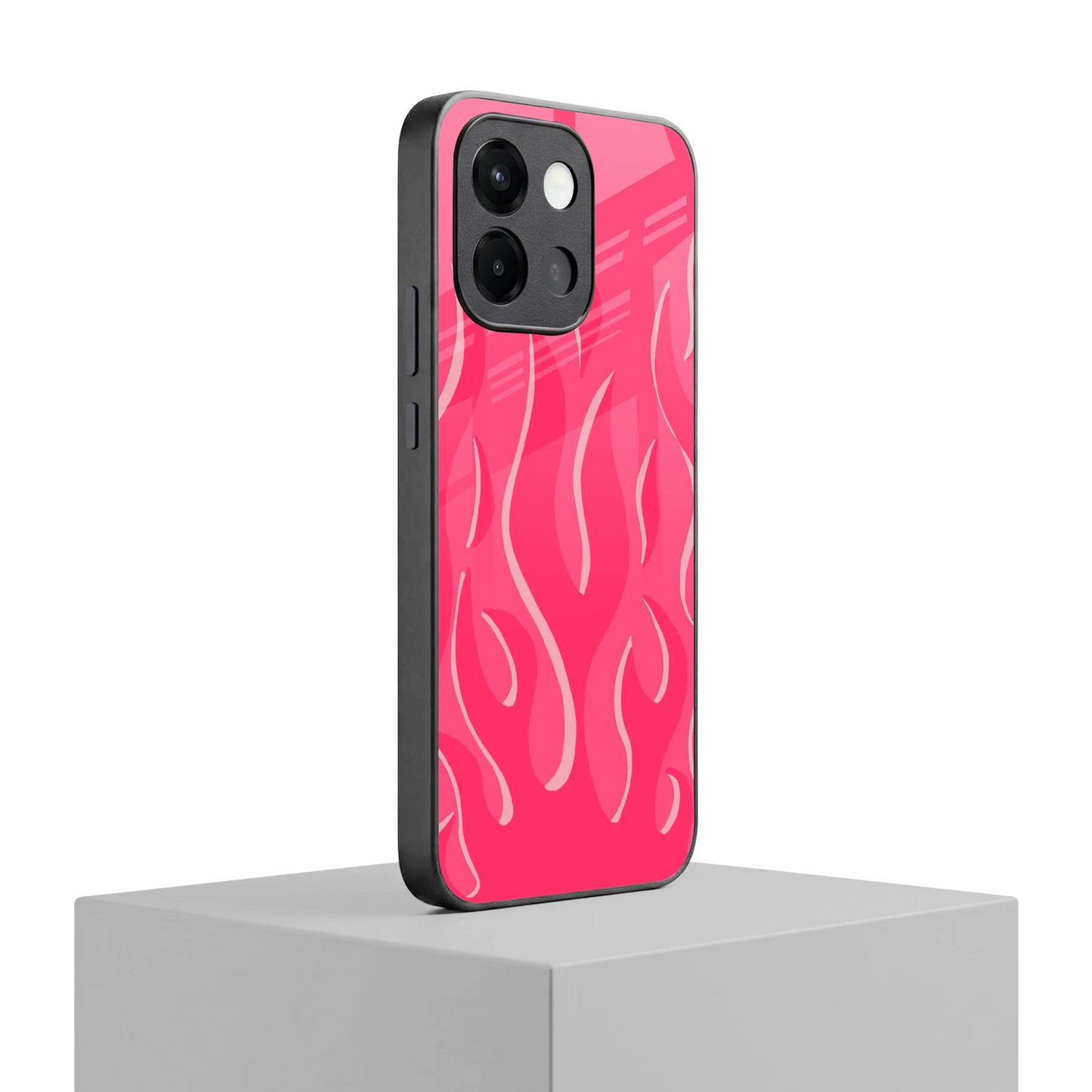 Y2K Retro Hot Pink Flames oneplus 13s mobile cover | shockproof glass phone case