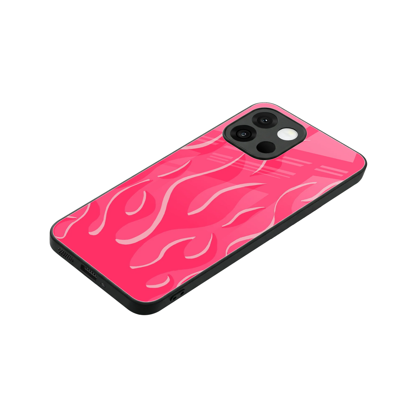 Y2K Retro Hot Pink Flames stylish phone case for oneplus 13s | glossy glass and slim fit