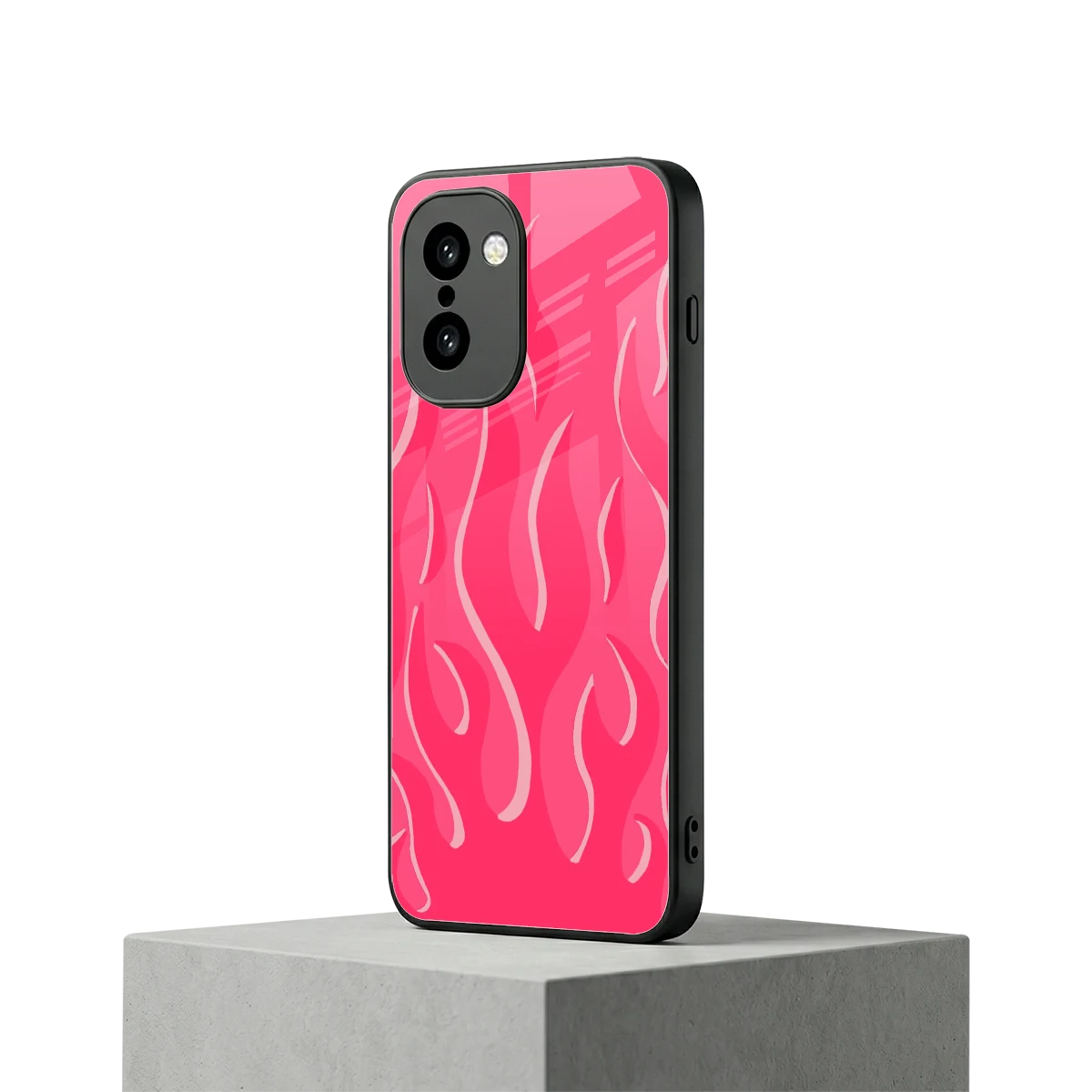 Y2K Retro Hot Pink Flames oneplus 15r mobile cover | shockproof glass phone case
