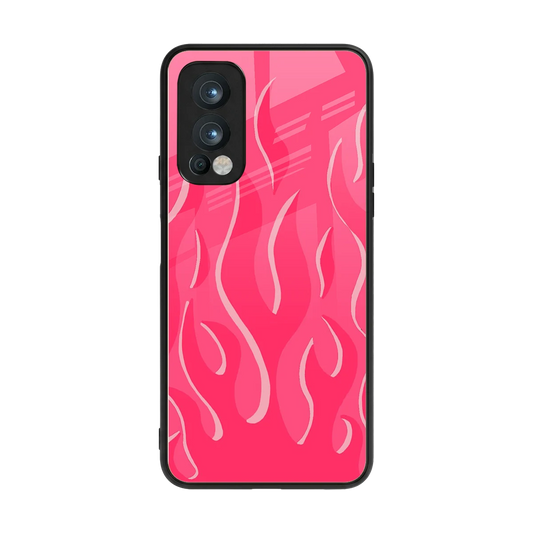 Y2K Retro Hot Pink Flames back phone cover | glass case for oneplus nord 2