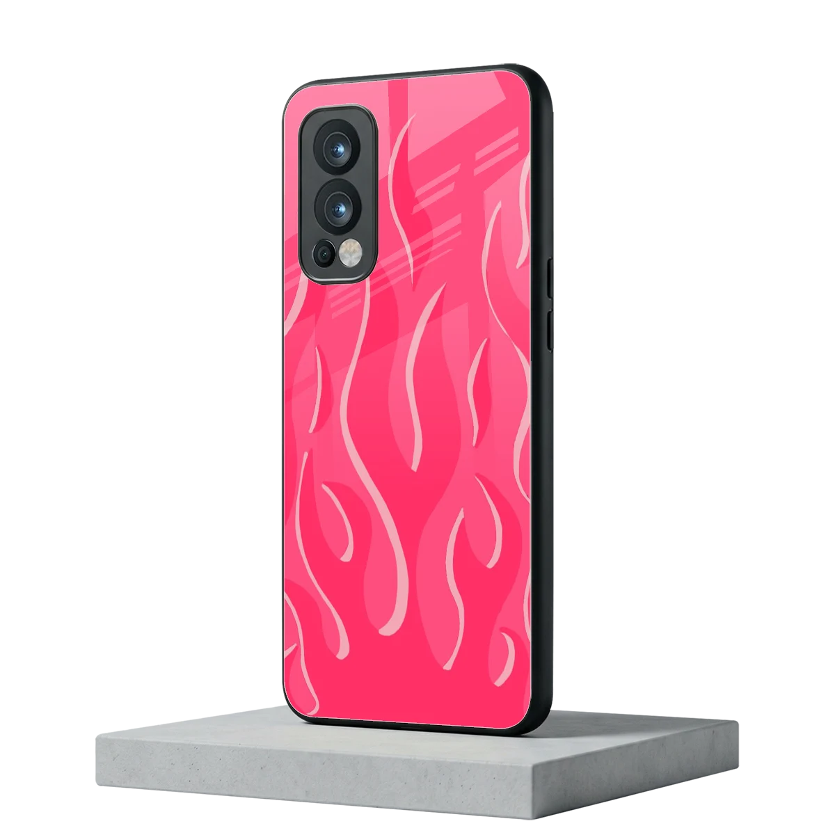 Y2K Retro Hot Pink Flames oneplus nord 2 mobile cover | shockproof glass phone case