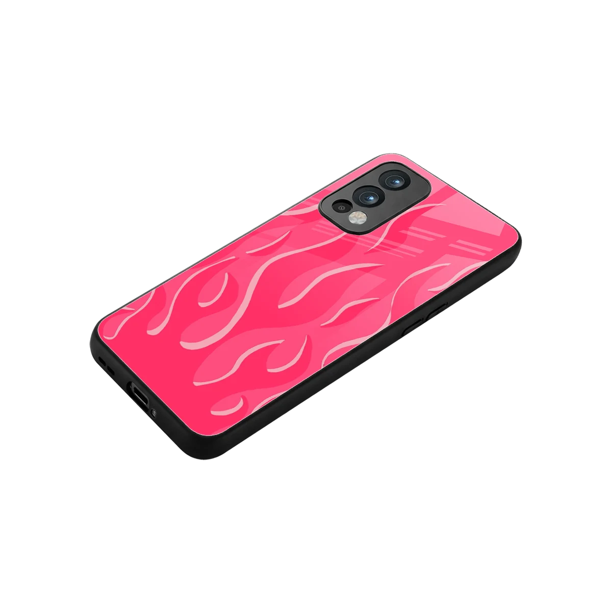 Y2K Retro Hot Pink Flames stylish phone case for oneplus nord 2 | glossy glass and slim fit