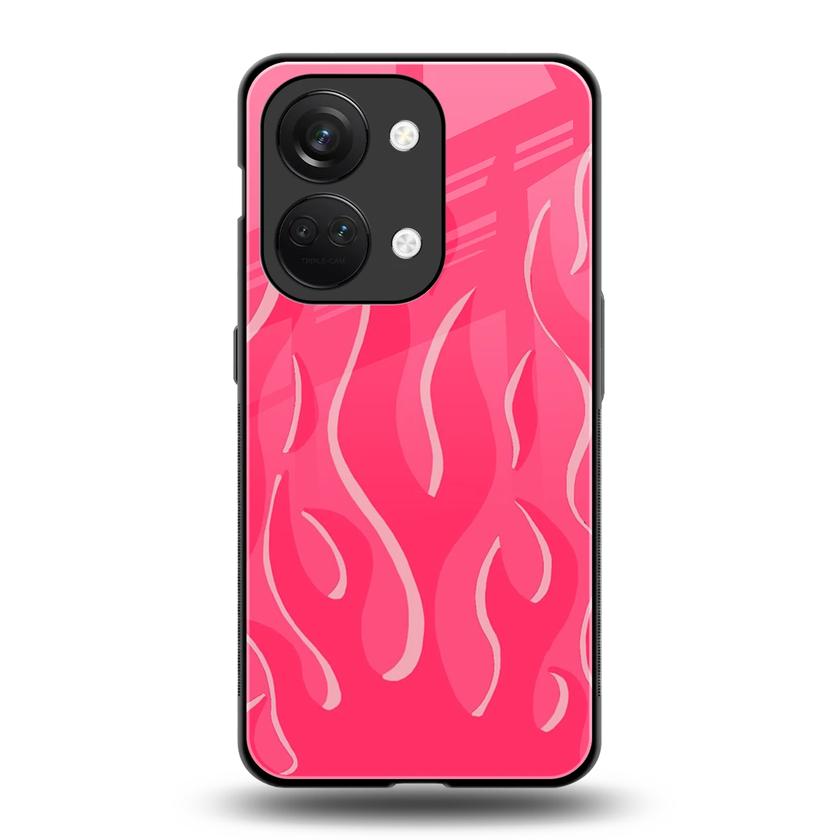 Y2K Retro Hot Pink Flames back phone cover | glass case for oneplus nord 3