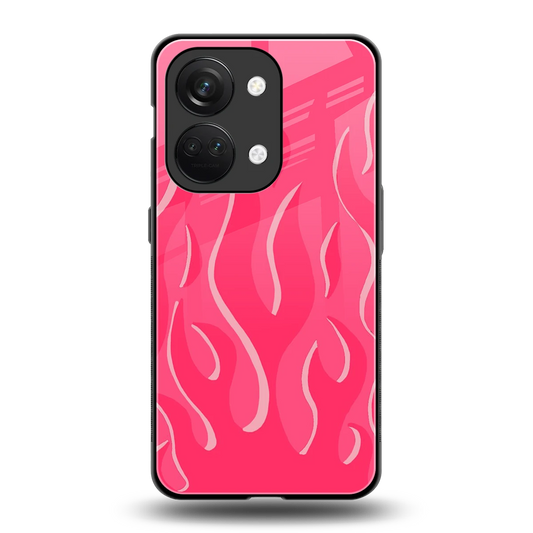 Y2K Retro Hot Pink Flames back phone cover | glass case for oneplus nord 3