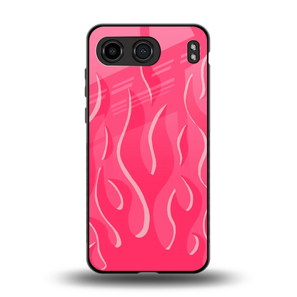 Y2K Retro Hot Pink Flames back phone cover | glass case for oneplus nord 4