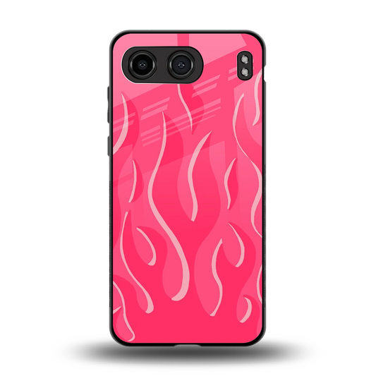 Y2K Retro Hot Pink Flames back phone cover | glass case for oneplus nord 4