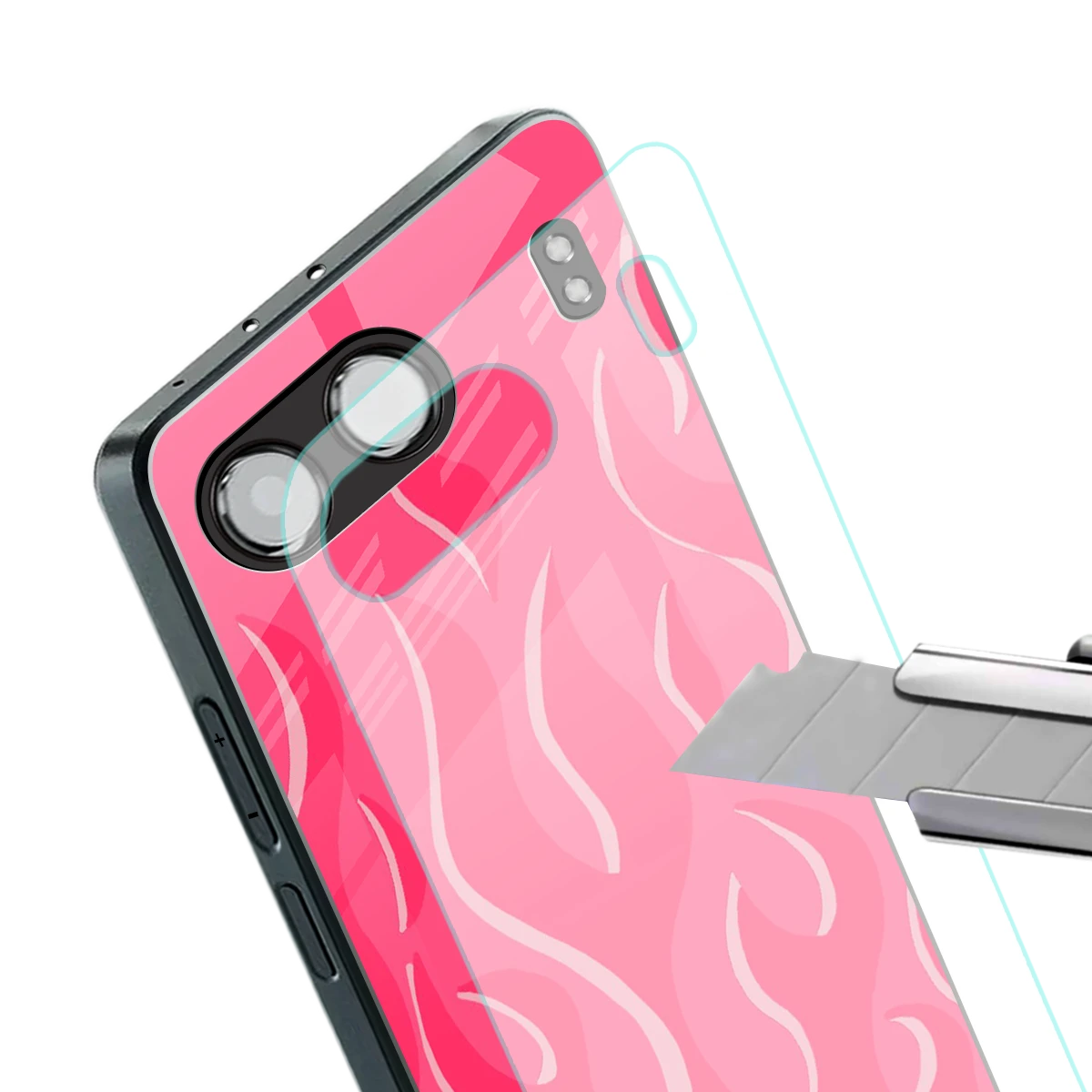 Y2K Retro Hot Pink Flames stylish phone case for oneplus nord 4 | glossy glass and slim fit