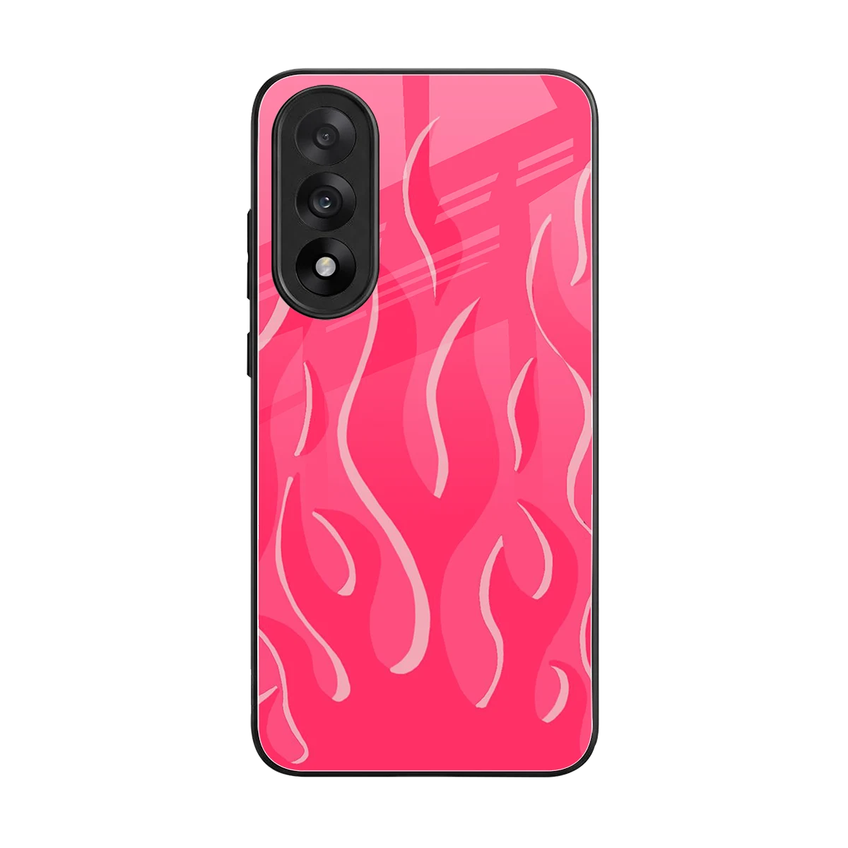 Y2K Retro Hot Pink Flames back phone cover | glass case for oneplus nord 5