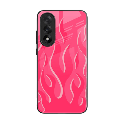 Y2K Retro Hot Pink Flames back phone cover | glass case for oneplus nord 5
