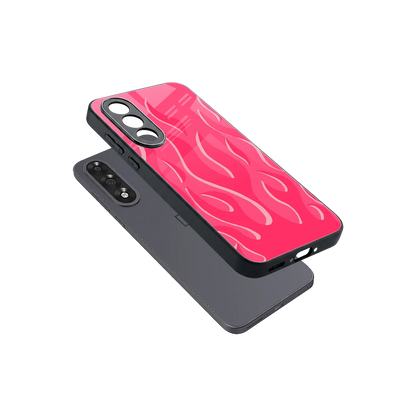 Y2K Retro Hot Pink Flames sleek oneplus nord 5 cover with tempered glass back and TPU edges