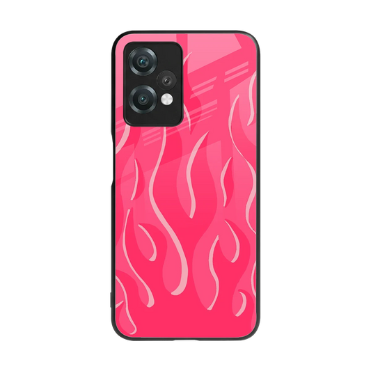 Y2K Retro Hot Pink Flames back phone cover | glass case for oneplus nord ce 2 lite