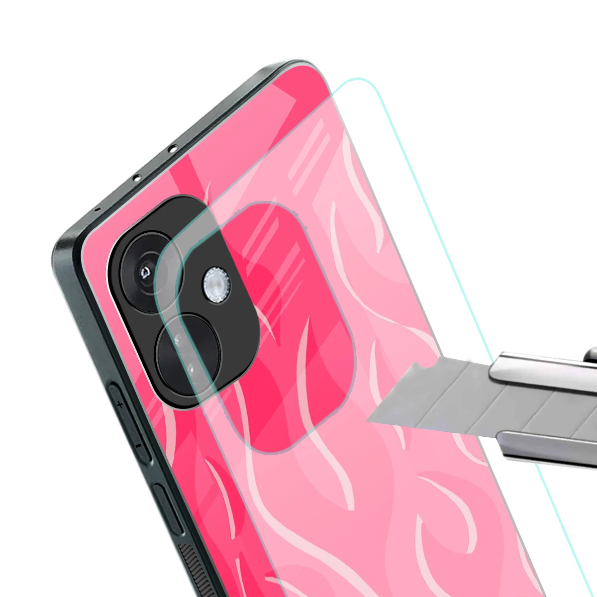 Y2K Retro Hot Pink Flames stylish phone case for oneplus nord ce 3 | glossy glass and slim fit