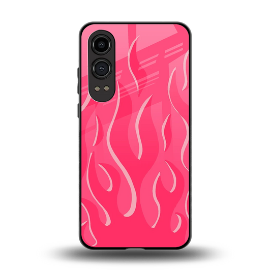 Y2K Retro Hot Pink Flames back phone cover | glass case for oneplus nord ce 4 lite