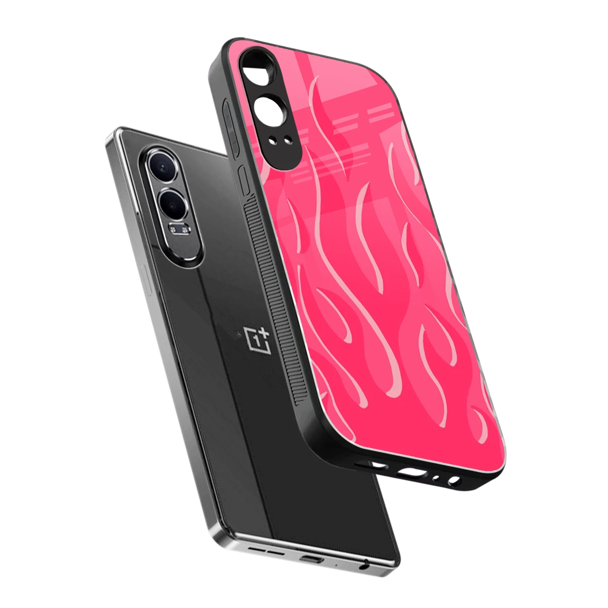 Y2K Retro Hot Pink Flames sleek oneplus nord ce 4 lite cover with tempered glass back and TPU edges