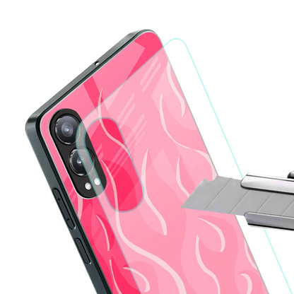 Y2K Retro Hot Pink Flames stylish phone case for oneplus nord ce 4 lite | glossy glass and slim fit