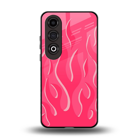 Y2K Retro Hot Pink Flames back phone cover | glass case for oneplus nord ce 4