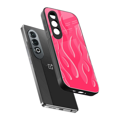 Y2K Retro Hot Pink Flames sleek oneplus nord ce 4 cover with tempered glass back and TPU edges
