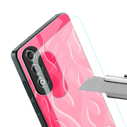 Y2K Retro Hot Pink Flames stylish phone case for oneplus nord ce 4 | glossy glass and slim fit