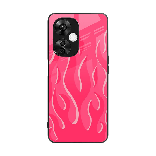 Y2K Retro Hot Pink Flames back phone cover | glass case for oneplus nord ce 3 lite