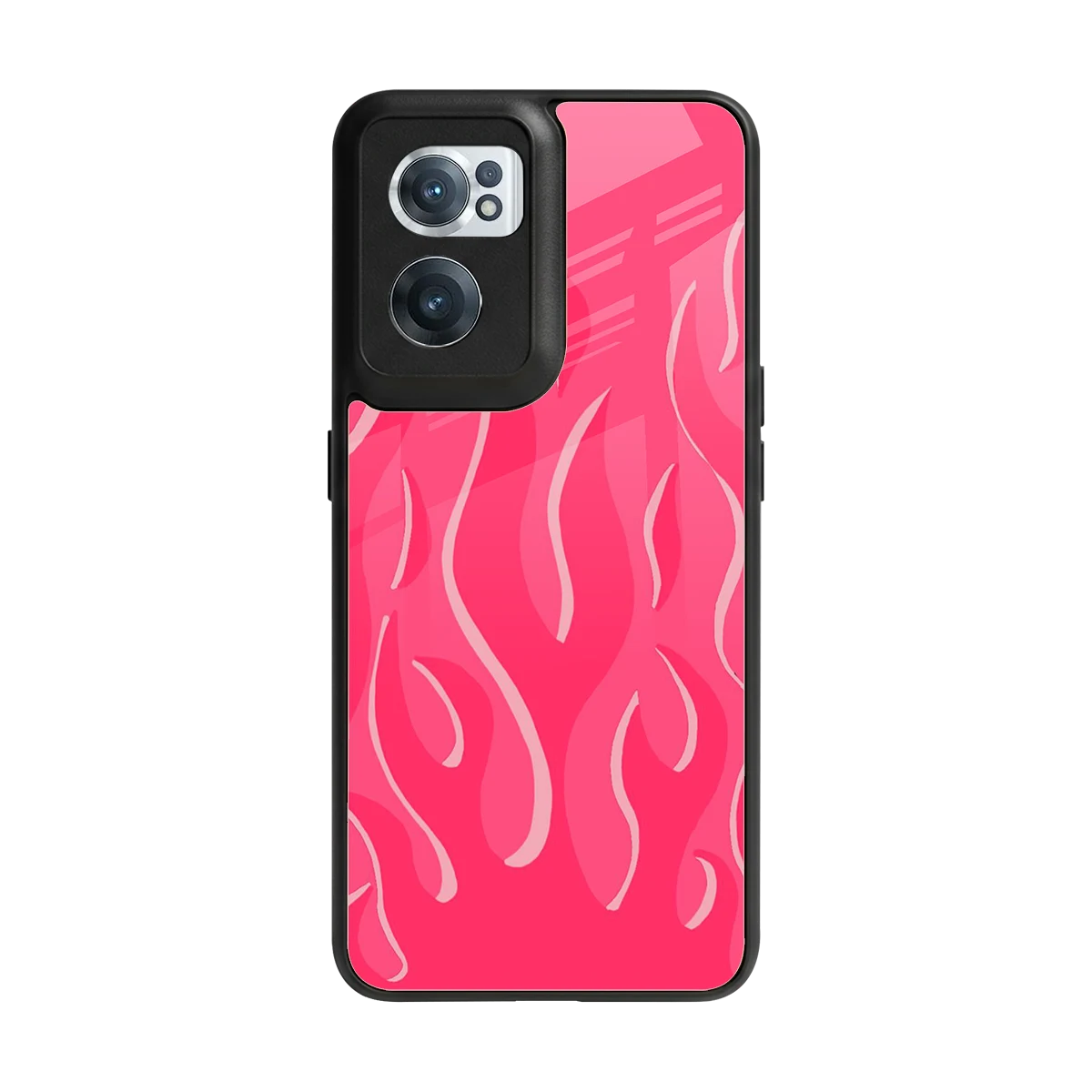 Y2K Retro Hot Pink Flames back phone cover | glass case for oneplus nord ce 2