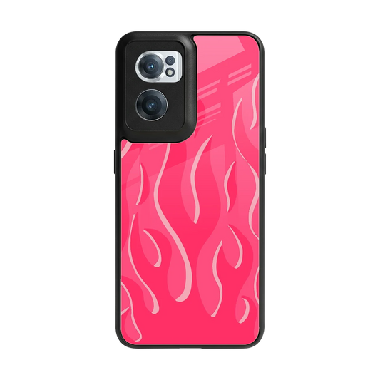 Y2K Retro Hot Pink Flames back phone cover | glass case for oneplus nord ce 2