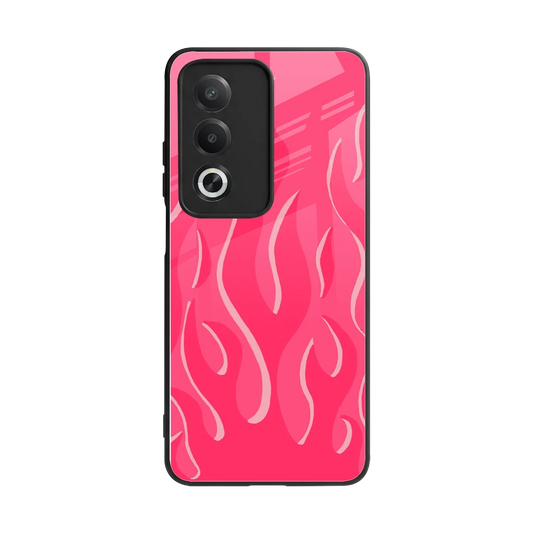 Y2K Retro Hot Pink Flames back phone cover | glass case for oppo a3 pro