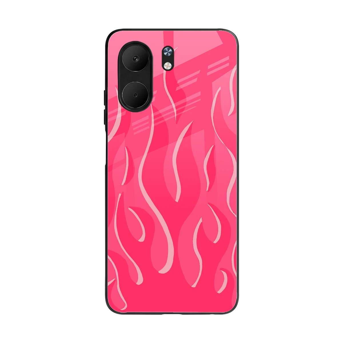 Y2K Retro Hot Pink Flames back phone cover | glass case for oppo a5x 5g