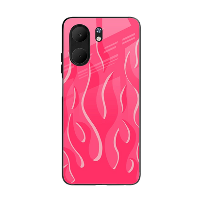Y2K Retro Hot Pink Flames back phone cover | glass case for oppo a5x 5g