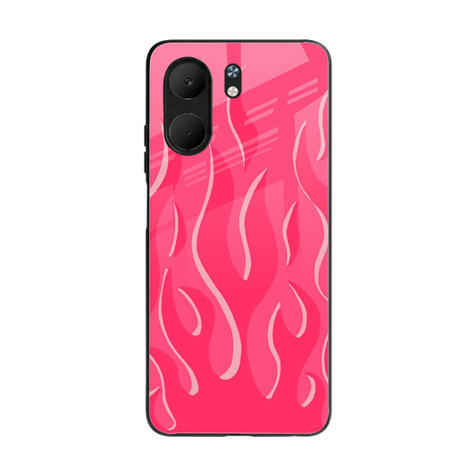Y2K Retro Hot Pink Flames back phone cover | glass case for oppo a5x 5g