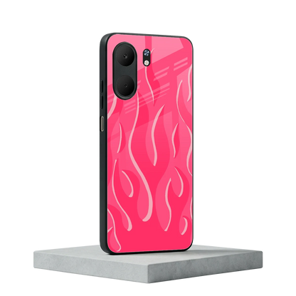 Y2K Retro Hot Pink Flames oppo a5x 5g mobile cover | shockproof glass phone case