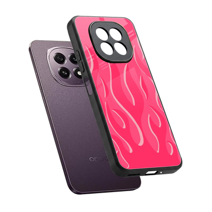Y2K Retro Hot Pink Flames sleek oppo f29 5g cover with tempered glass back and TPU edges