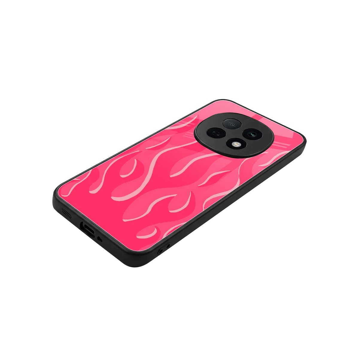 Y2K Retro Hot Pink Flames stylish phone case for oppo f29 pro 5g | glossy glass and slim fit