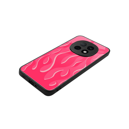 Y2K Retro Hot Pink Flames stylish phone case for oppo f29 pro 5g | glossy glass and slim fit