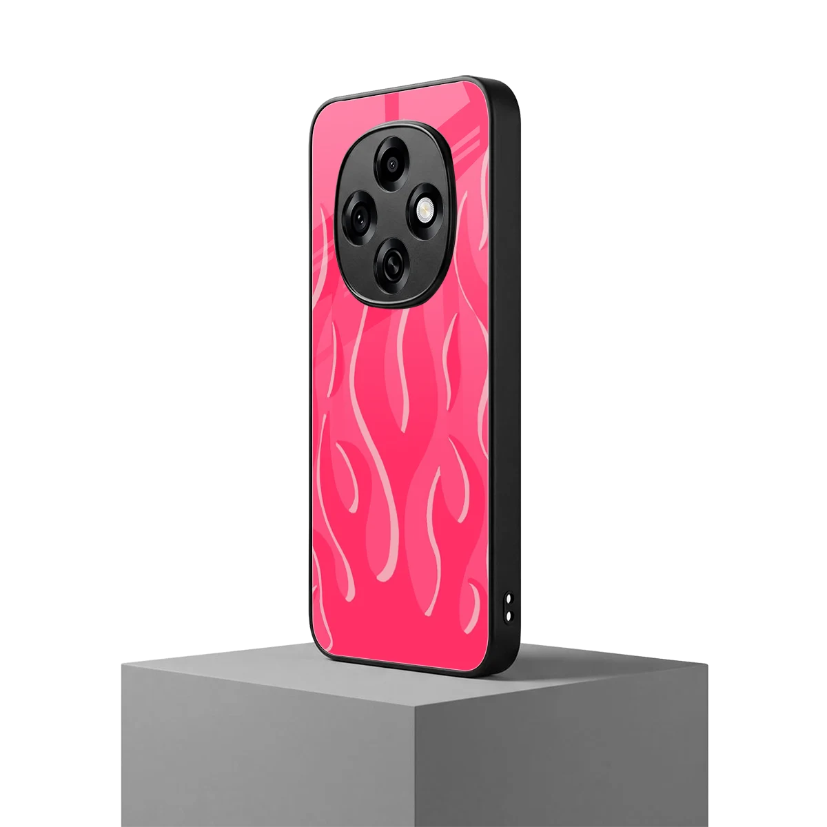 Y2K Retro Hot Pink Flames oppo f31 pro 5g mobile cover | shockproof glass phone case