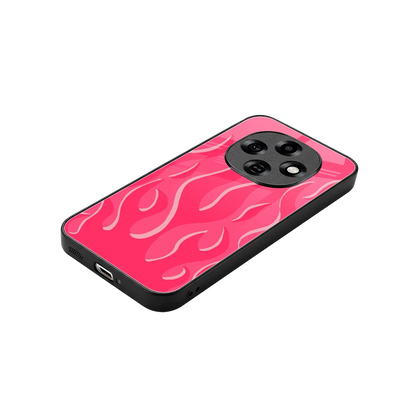 Y2K Retro Hot Pink Flames stylish phone case for oppo f31 pro 5g | glossy glass and slim fit