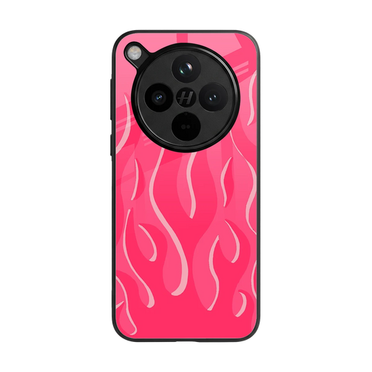 Y2K Retro Hot Pink Flames back phone cover | glass case for oppo find x8