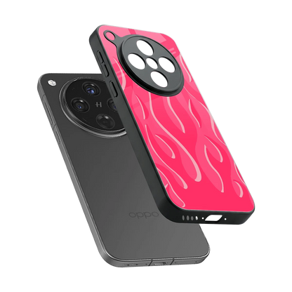Y2K Retro Hot Pink Flames sleek oppo find x8 cover with tempered glass back and TPU edges