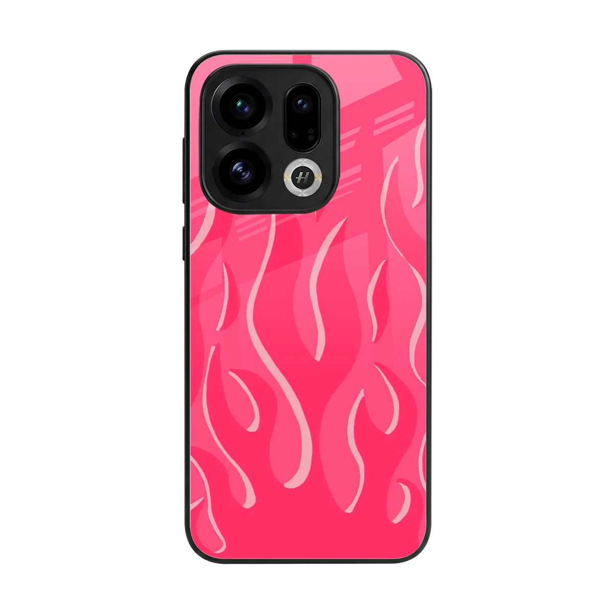 Y2K Retro Hot Pink Flames back phone cover | glass case for oppo find x9